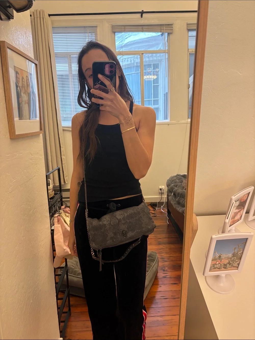 Studded Gray Skull Crossbody Bag